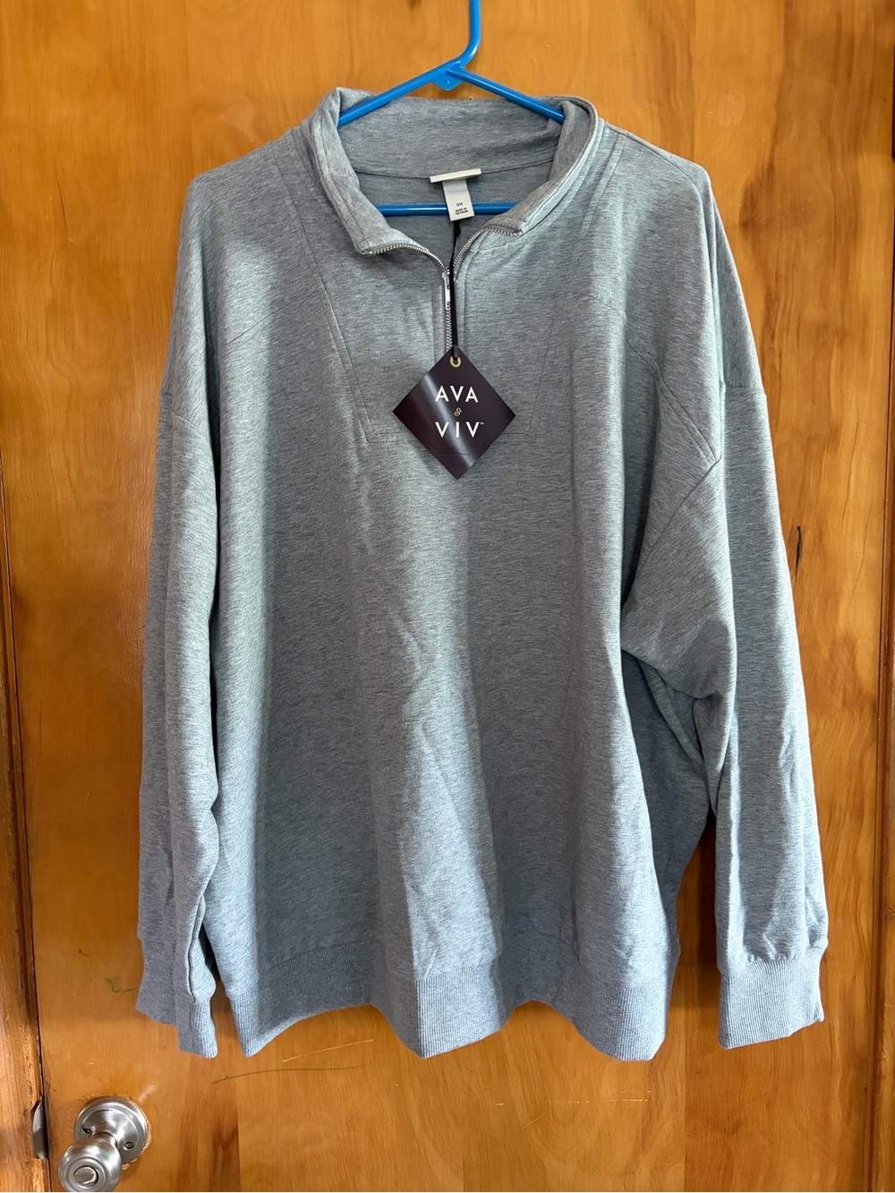 AVA & VIV  women’s Gray Quarter-Zip Sweater